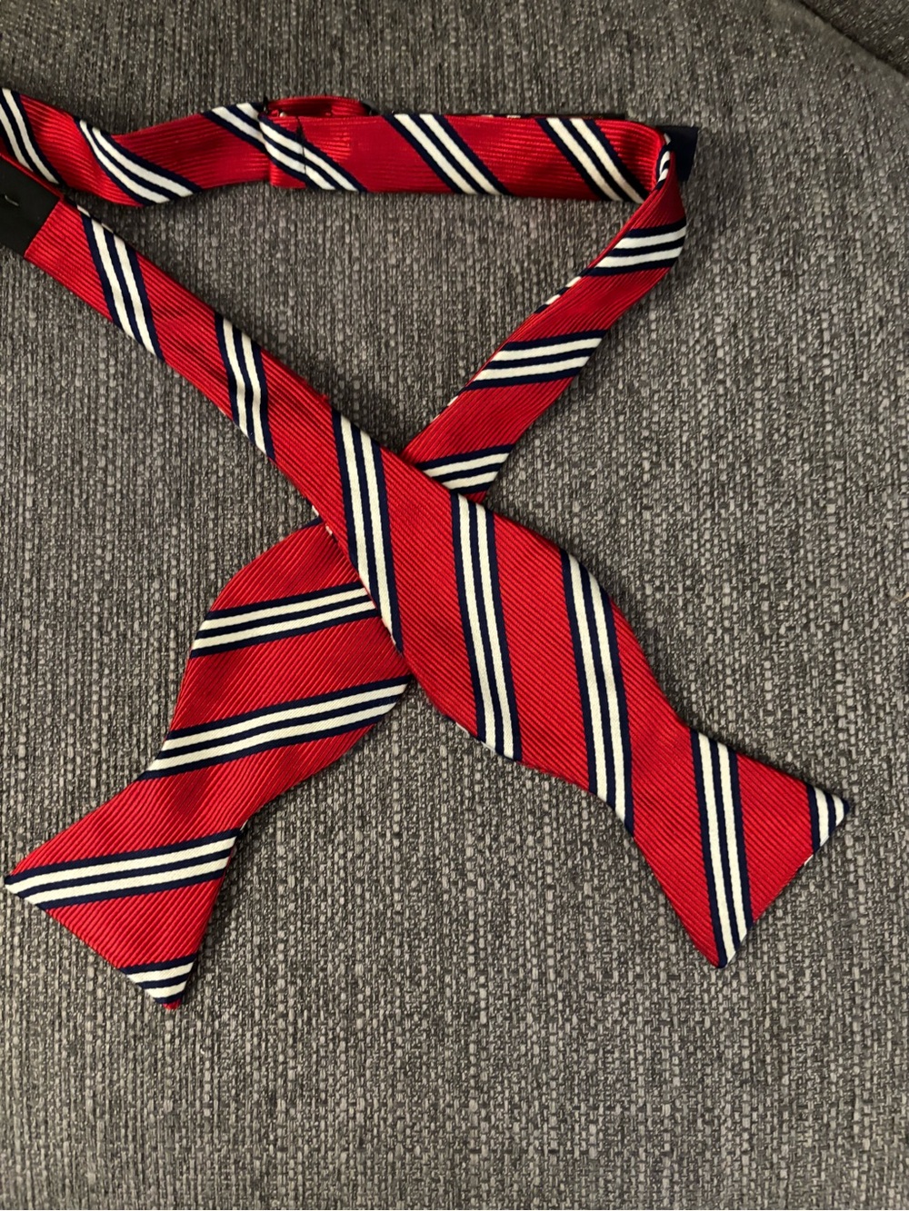 Brooks Brothers Makers Rep Stripe Bow Tie Red White and Blue Silk adjustable